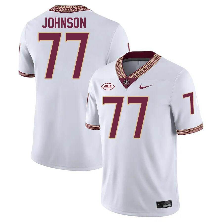 #77 Roderick Johnson Florida State Seminoles Jerseys Football Stitched-White - Click Image to Close